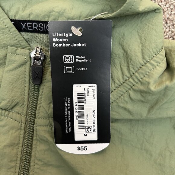 Xersion Men's Bomber Jacket Size M Green Full Zip Track Pockets Woven NWT $55 - Picture 13 of 15